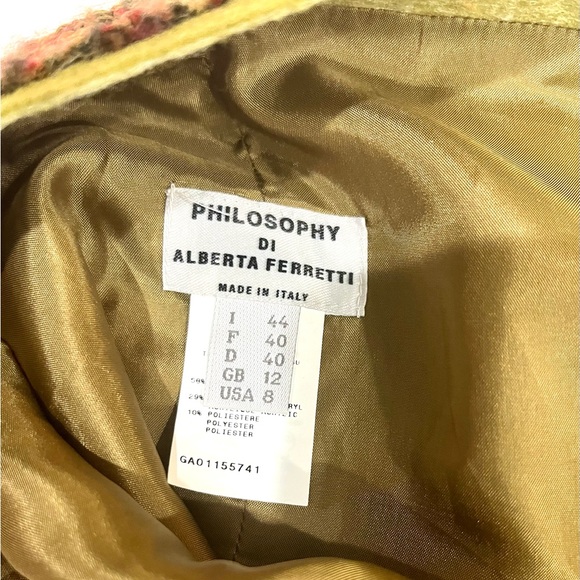 Philosophy Di Alberta Ferretti Green and Pink Tweed Vintage Skirt Size 8, EUC. - Picture 5 of 11